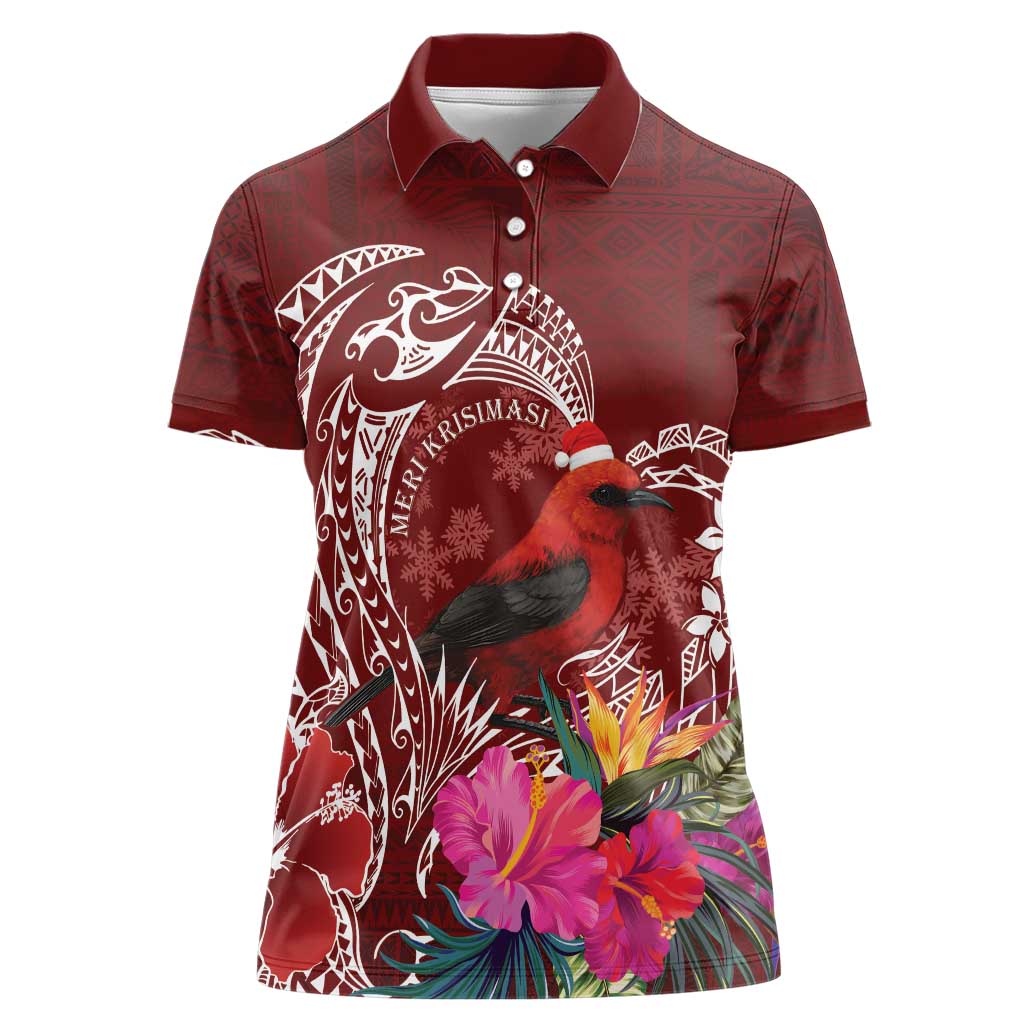 Personalized Samoa Meri Krisimasi Women Polo Shirt Segasegamau'u Mix Siapo