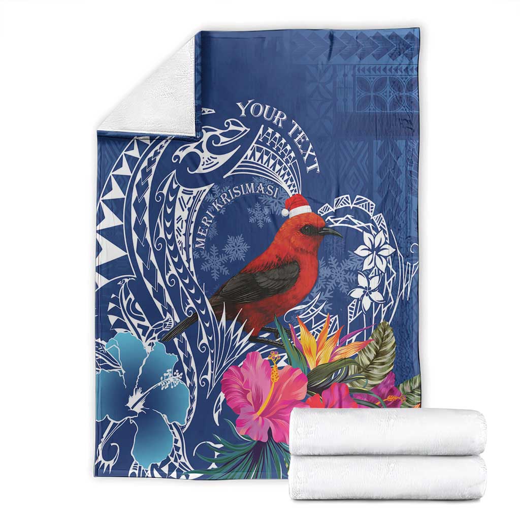 Personalized Samoa Christmas Blanket Cardinal Honeyeater Mix Siapo