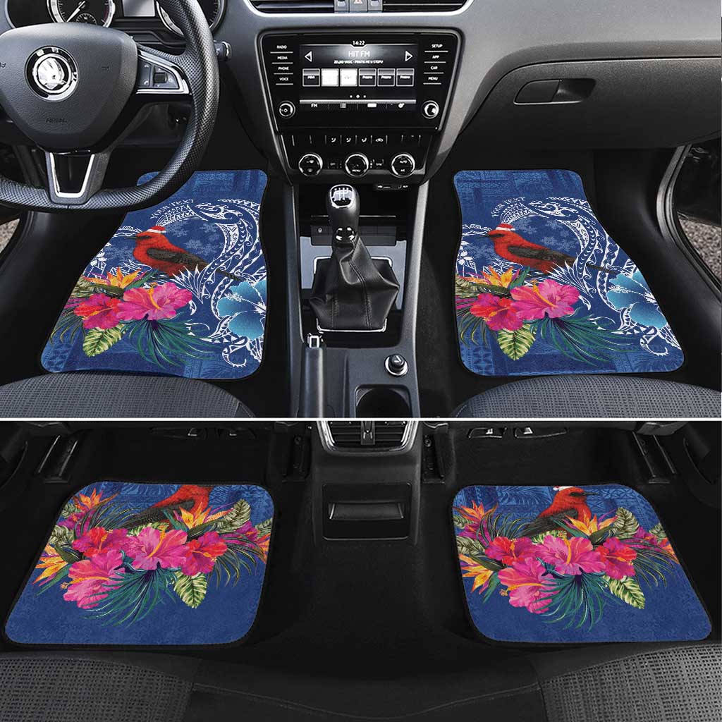 Personalized Samoa Christmas Car Mats Cardinal Honeyeater Mix Siapo