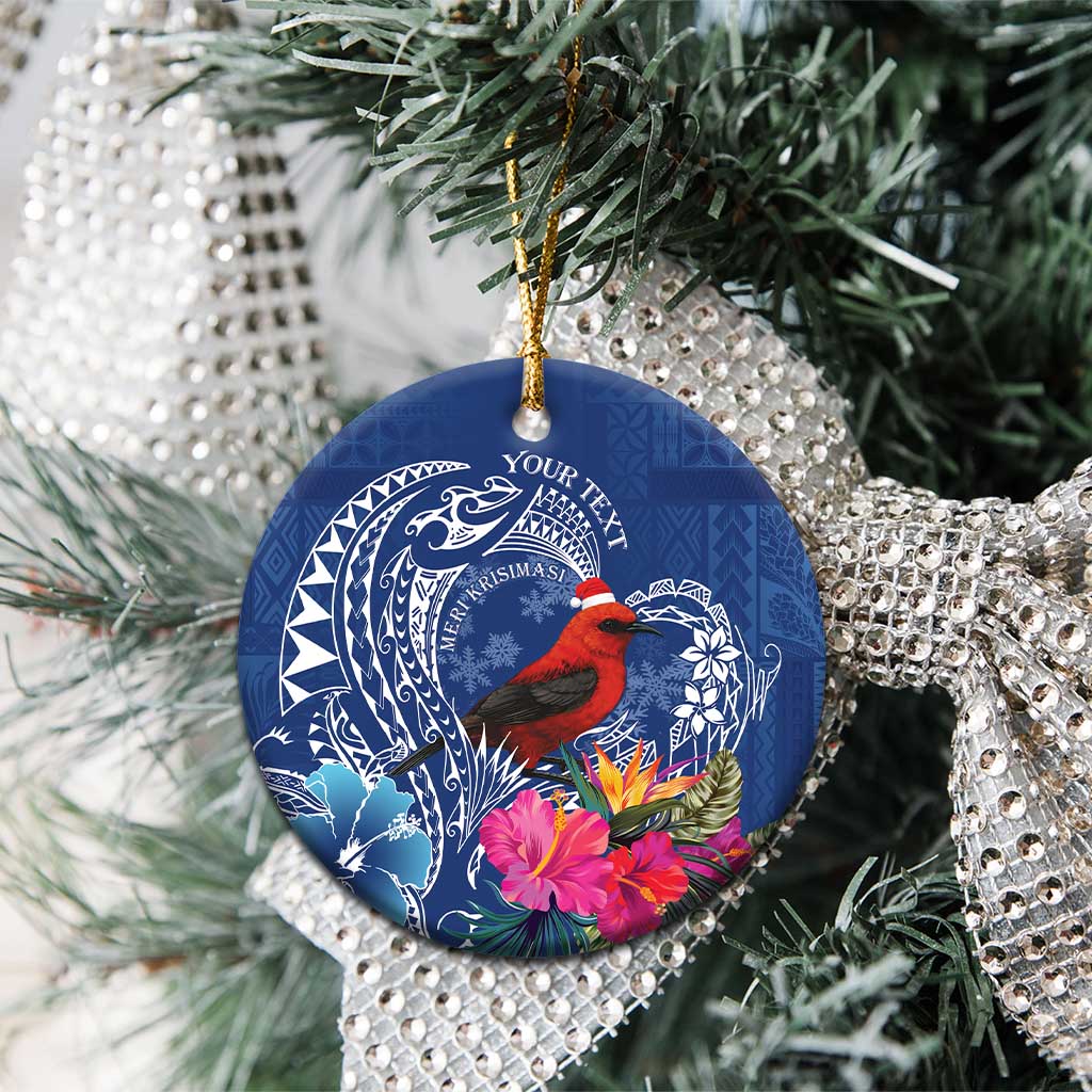Personalized Samoa Christmas Ceramic Ornament Cardinal Honeyeater Mix Siapo