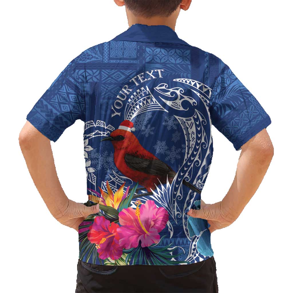 Personalized Samoa Christmas Family Matching Puletasi and Hawaiian Shirt Cardinal Honeyeater Mix Siapo