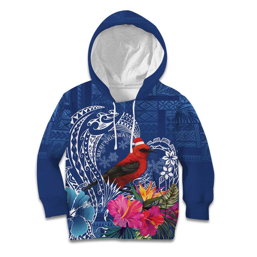 Personalized Samoa Christmas Kid Hoodie Cardinal Honeyeater Mix Siapo