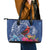 Personalized Samoa Christmas Leather Tote Bag Cardinal Honeyeater Mix Siapo