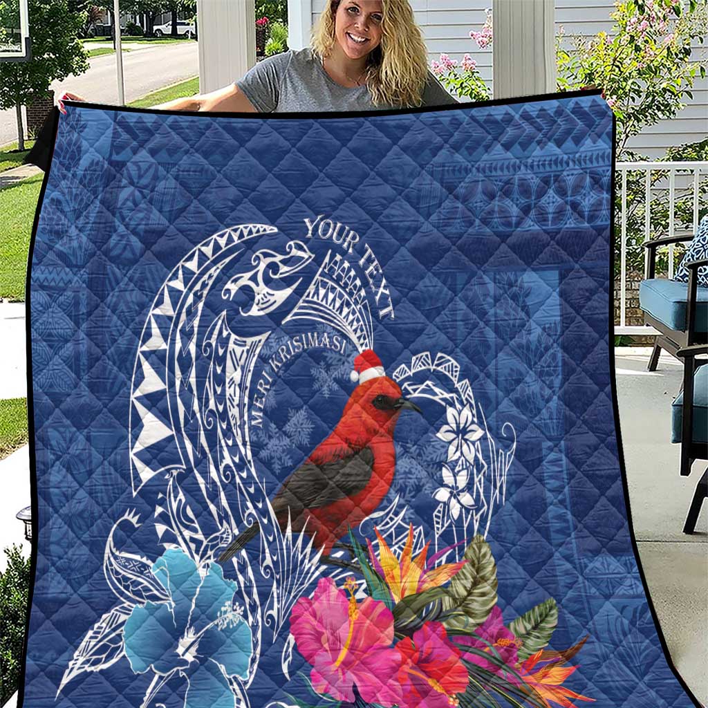 Personalized Samoa Christmas Quilt Cardinal Honeyeater Mix Siapo