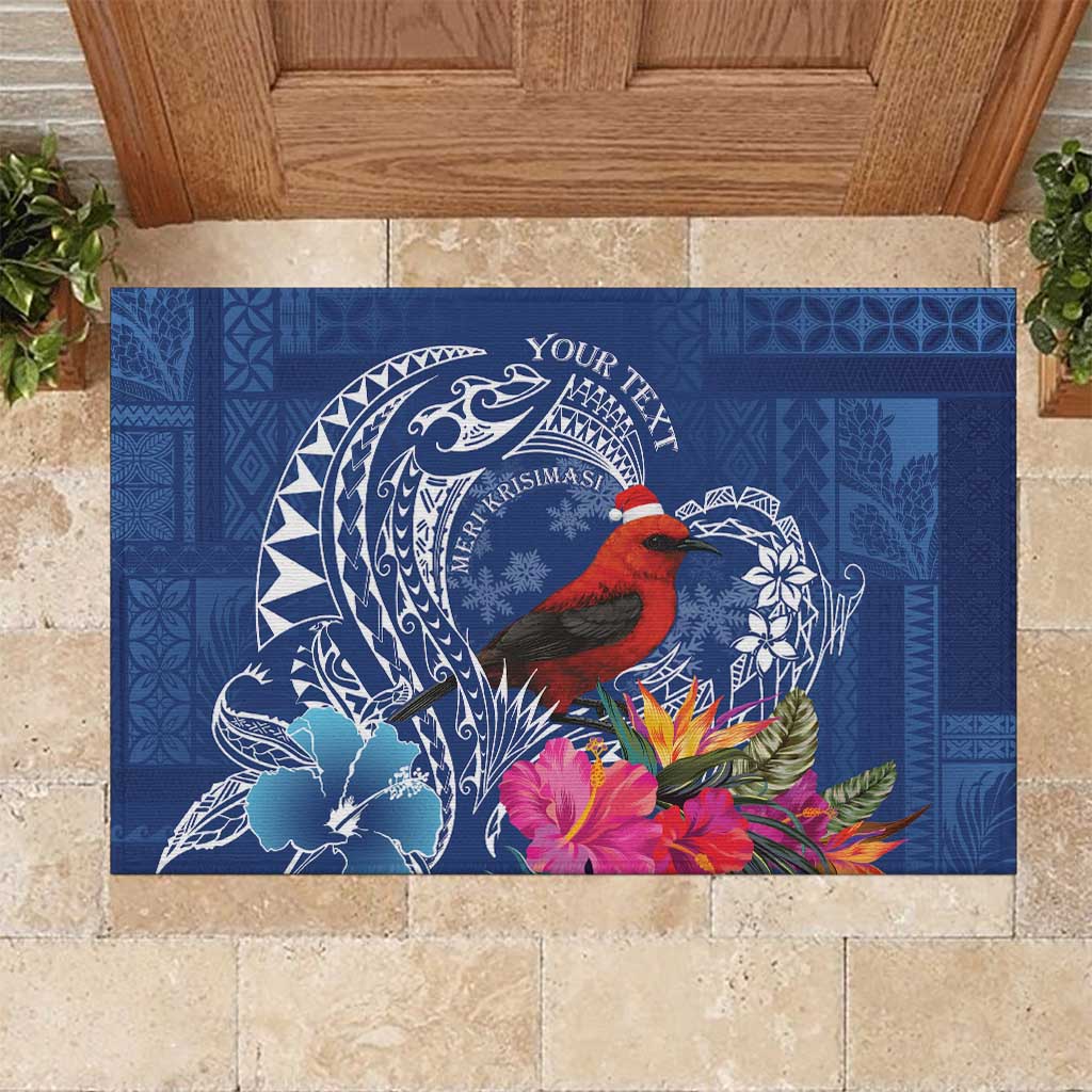 Personalized Samoa Christmas Rubber Doormat Cardinal Honeyeater Mix Siapo