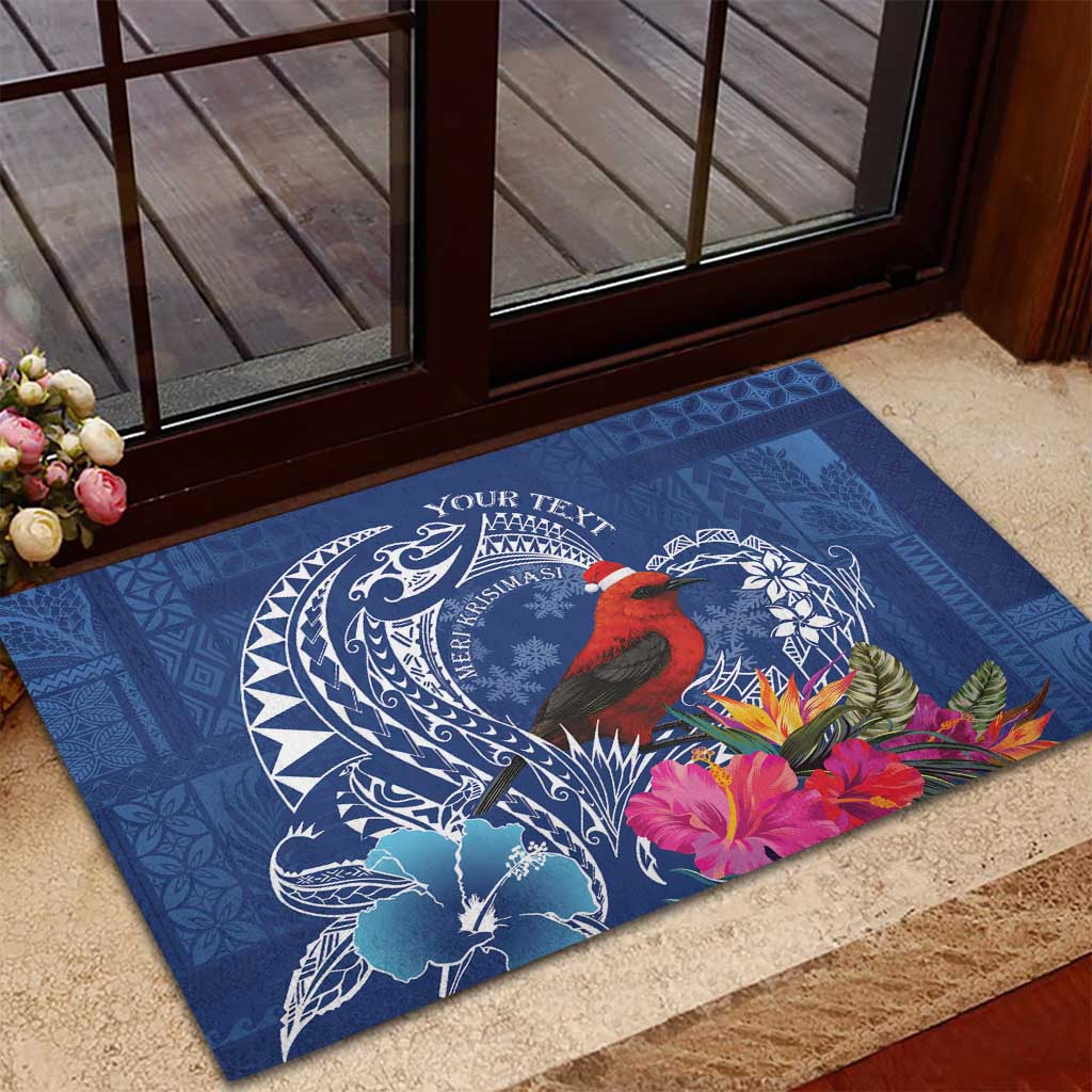 Personalized Samoa Christmas Rubber Doormat Cardinal Honeyeater Mix Siapo