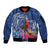 Personalized Samoa Christmas Sleeve Zip Bomber Jacket Cardinal Honeyeater Mix Siapo