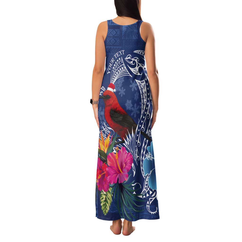 Personalized Samoa Christmas Tank Maxi Dress Cardinal Honeyeater Mix Siapo