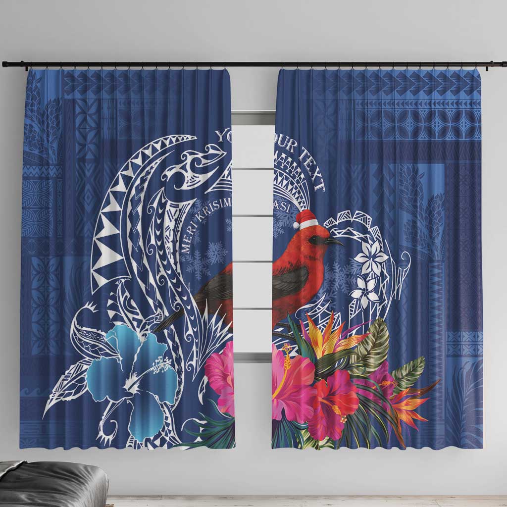 Personalized Samoa Christmas Window Curtain Cardinal Honeyeater Mix Siapo