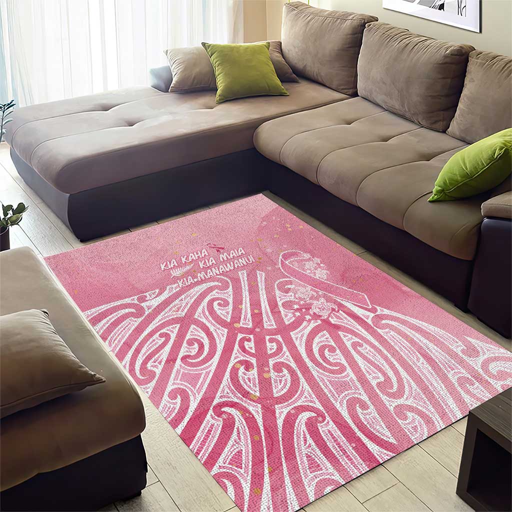 Breast Cancer Awareness Maori Area Rug Kia Kaha Kia Maia Kia Manawanui - Polynesian Pride