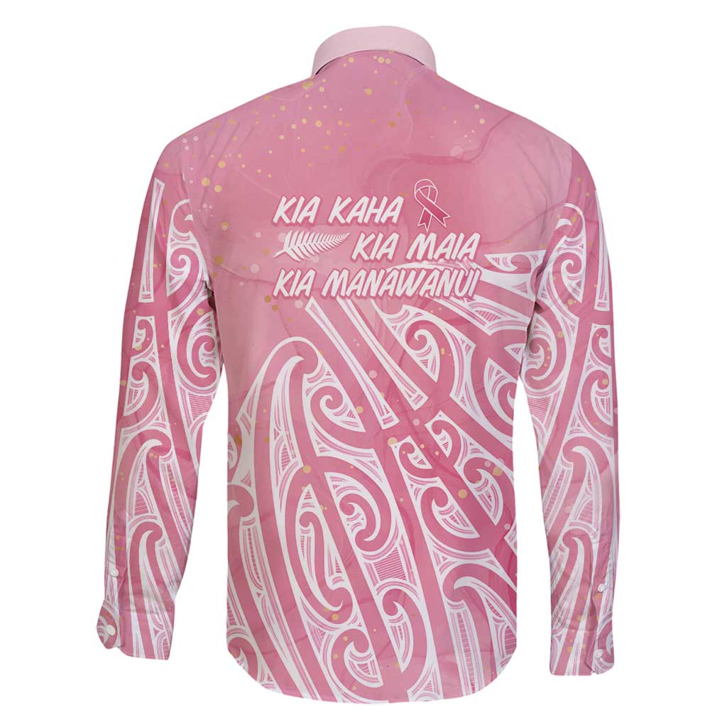 Breast Cancer Awareness Maori Family Matching Long Sleeve Bodycon Dress and Hawaiian Shirt Kia Kaha Kia Maia Kia Manawanui - Polynesian Pride