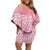 Breast Cancer Awareness Maori Family Matching Off Shoulder Short Dress and Hawaiian Shirt Kia Kaha Kia Maia Kia Manawanui - Polynesian Pride