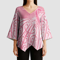 Breast Cancer Awareness Maori Kimono Sleeve Blouse Kia Kaha Kia Maia Kia Manawanui - Polynesian Pride