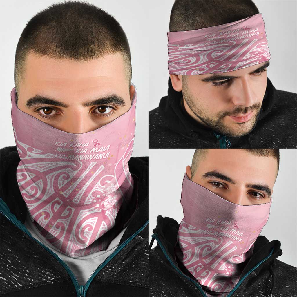 Breast Cancer Awareness Maori Neck Gaiter Kia Kaha Kia Maia Kia Manawanui - Polynesian Pride