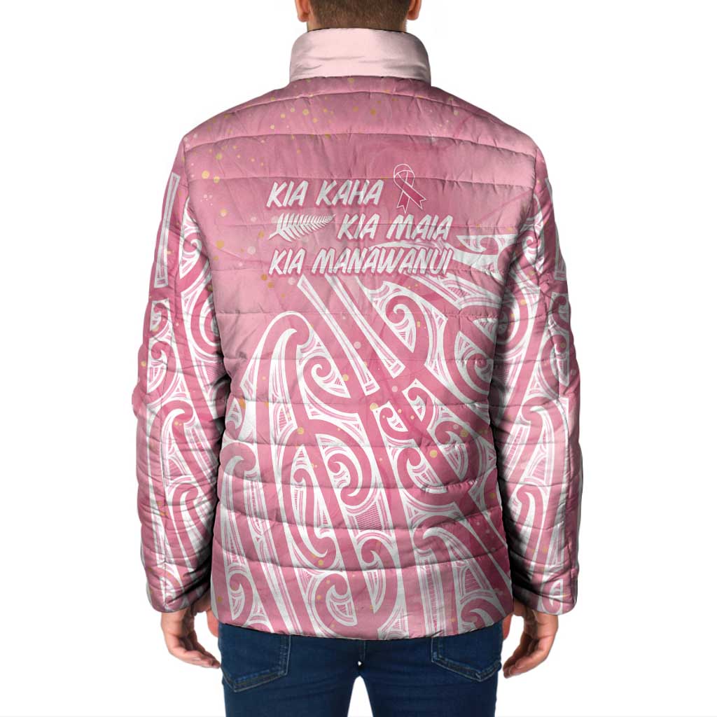 Breast Cancer Awareness Maori Padded Jacket Kia Kaha Kia Maia Kia Manawanui - Polynesian Pride
