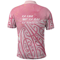 Breast Cancer Awareness Maori Polo Shirt Kia Kaha Kia Maia Kia Manawanui - Polynesian Pride