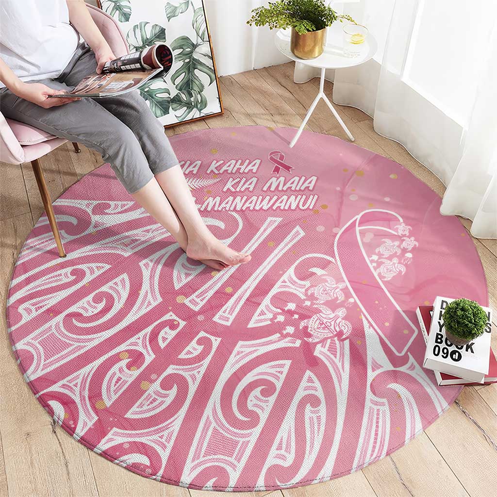 Breast Cancer Awareness Maori Round Carpet Kia Kaha Kia Maia Kia Manawanui - Polynesian Pride