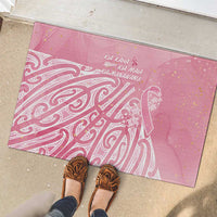 Breast Cancer Awareness Maori Rubber Doormat Kia Kaha Kia Maia Kia Manawanui - Polynesian Pride