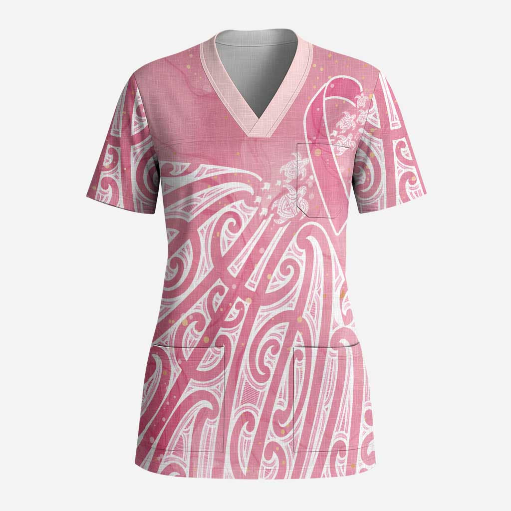 Breast Cancer Awareness Maori Scrub Top Kia Kaha Kia Maia Kia Manawanui - Polynesian Pride