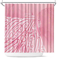 Breast Cancer Awareness Maori Shower Curtain Kia Kaha Kia Maia Kia Manawanui - Polynesian Pride