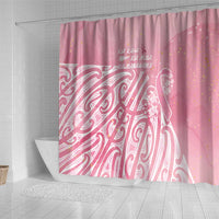 Breast Cancer Awareness Maori Shower Curtain Kia Kaha Kia Maia Kia Manawanui - Polynesian Pride