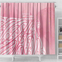 Breast Cancer Awareness Maori Shower Curtain Kia Kaha Kia Maia Kia Manawanui - Polynesian Pride