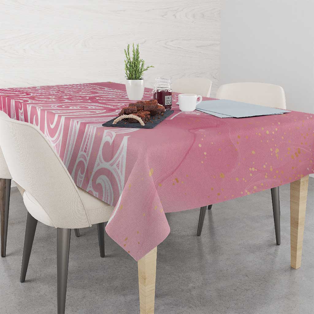 Breast Cancer Awareness Maori Tablecloth Kia Kaha Kia Maia Kia Manawanui - Polynesian Pride