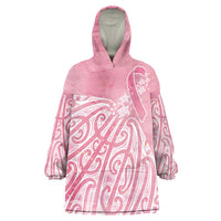 Breast Cancer Awareness Maori Wearable Blanket Hoodie Kia Kaha Kia Maia Kia Manawanui - Polynesian Pride