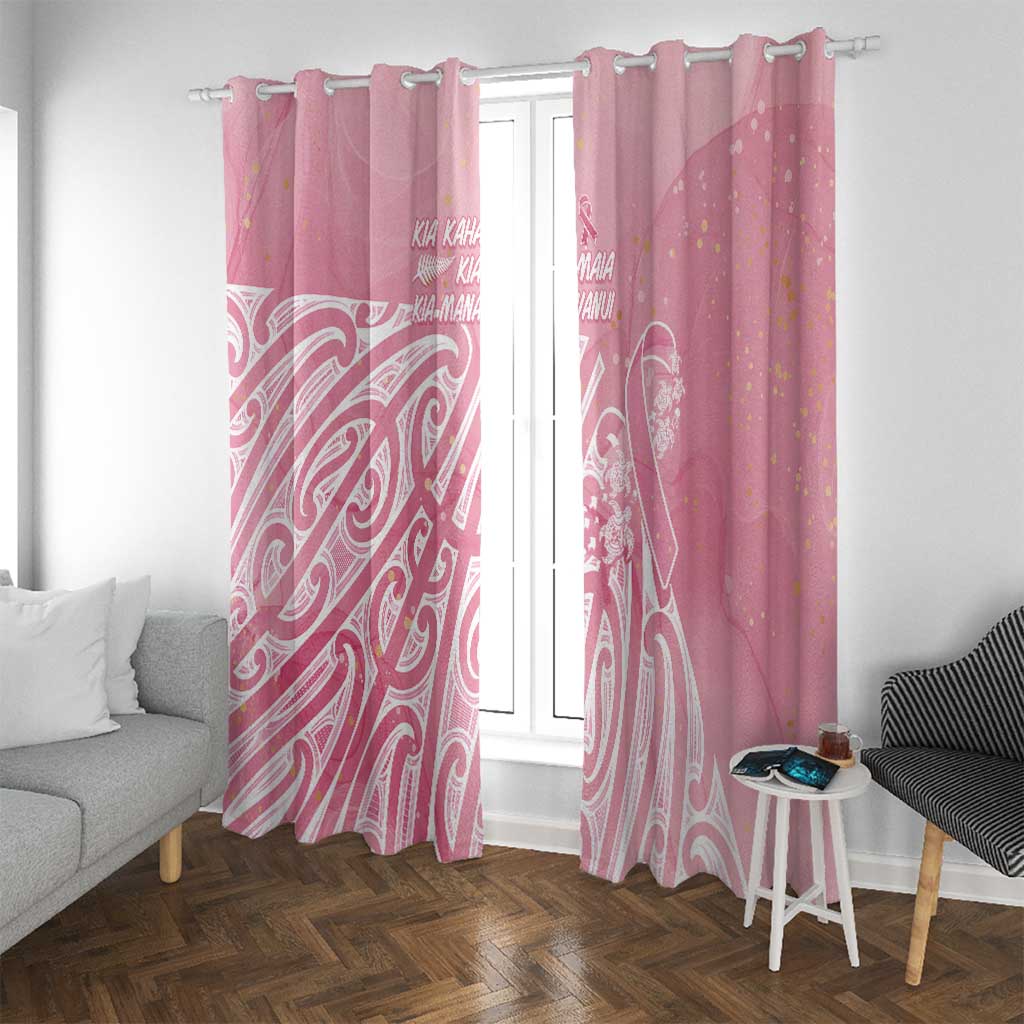 Breast Cancer Awareness Maori Window Curtain Kia Kaha Kia Maia Kia Manawanui - Polynesian Pride