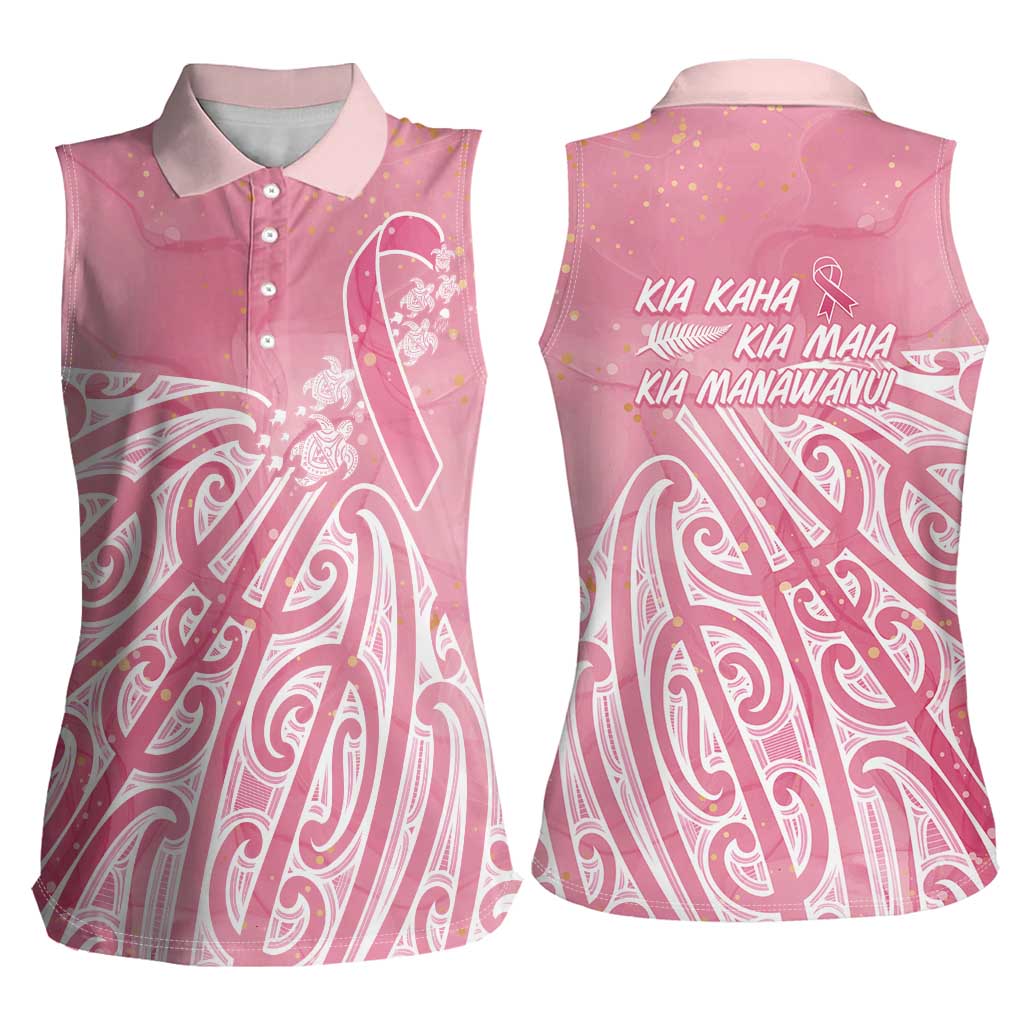 Breast Cancer Awareness Maori Women Sleeveless Polo Shirt Kia Kaha Kia Maia Kia Manawanui - Polynesian Pride