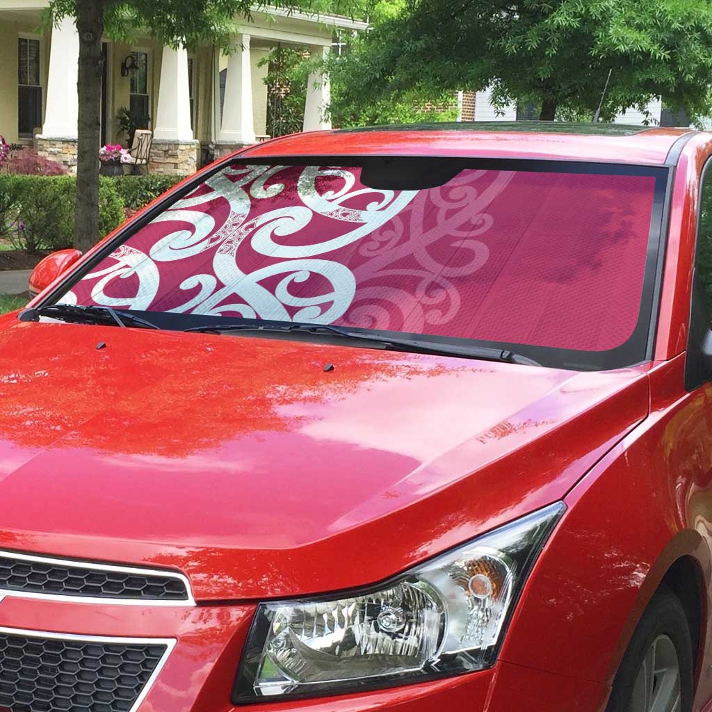 Breast Cancer Awareness Maori Auto Sun Shade Koru Kowhaiwhai - Polynesian Pride