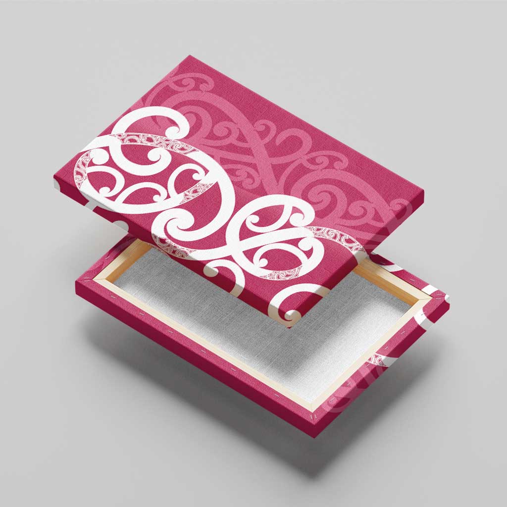 Breast Cancer Awareness Maori Canvas Wall Art Koru Kowhaiwhai - Polynesian Pride