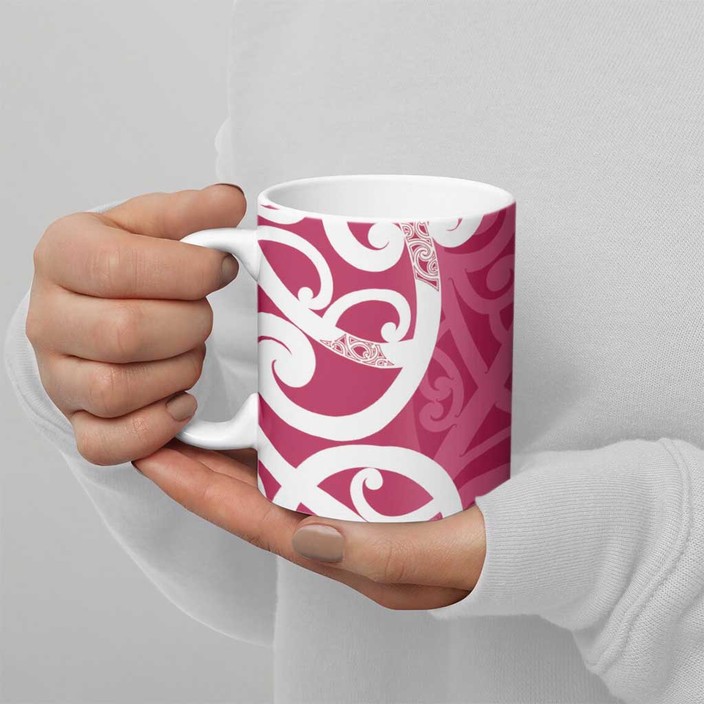 Breast Cancer Awareness Maori Ceramic Mug Koru Kowhaiwhai - Polynesian Pride