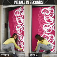 Breast Cancer Awareness Maori Door Cover Koru Kowhaiwhai - Polynesian Pride