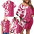 Breast Cancer Awareness Maori Family Matching Off Shoulder Short Dress and Hawaiian Shirt Koru Kowhaiwhai - Polynesian Pride
