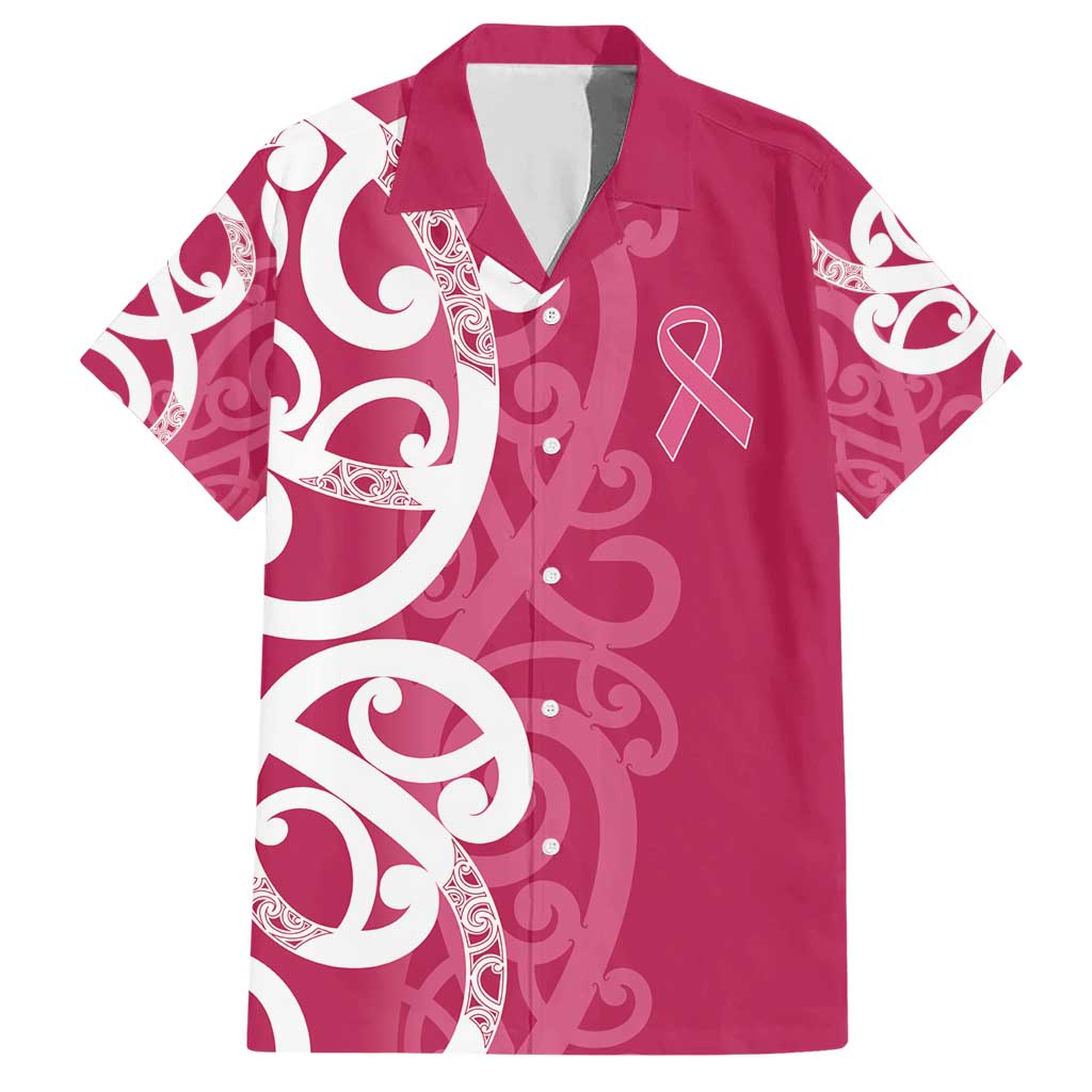 Breast Cancer Awareness Maori Family Matching Short Sleeve Bodycon Dress and Hawaiian Shirt Koru Kowhaiwhai - Polynesian Pride
