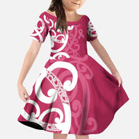 Breast Cancer Awareness Maori Family Matching Tank Maxi Dress and Hawaiian Shirt Koru Kowhaiwhai - Polynesian Pride