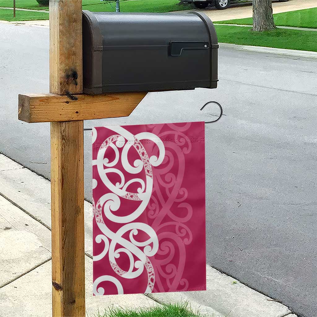 Breast Cancer Awareness Maori Garden Flag Koru Kowhaiwhai - Polynesian Pride