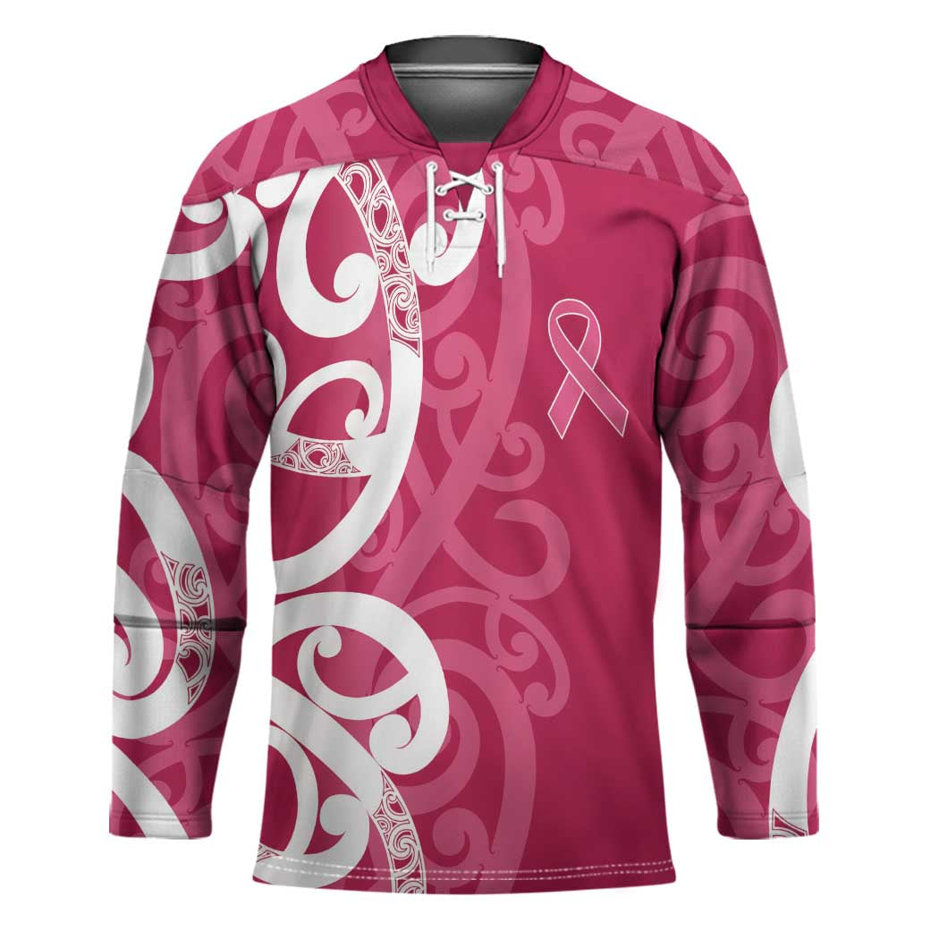 Breast Cancer Awareness Maori Hockey Jersey Koru Kowhaiwhai - Polynesian Pride