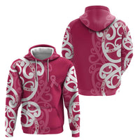 Breast Cancer Awareness Maori Hoodie Koru Kowhaiwhai - Polynesian Pride