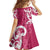 Breast Cancer Awareness Maori Kid Short Sleeve Dress Koru Kowhaiwhai - Polynesian Pride