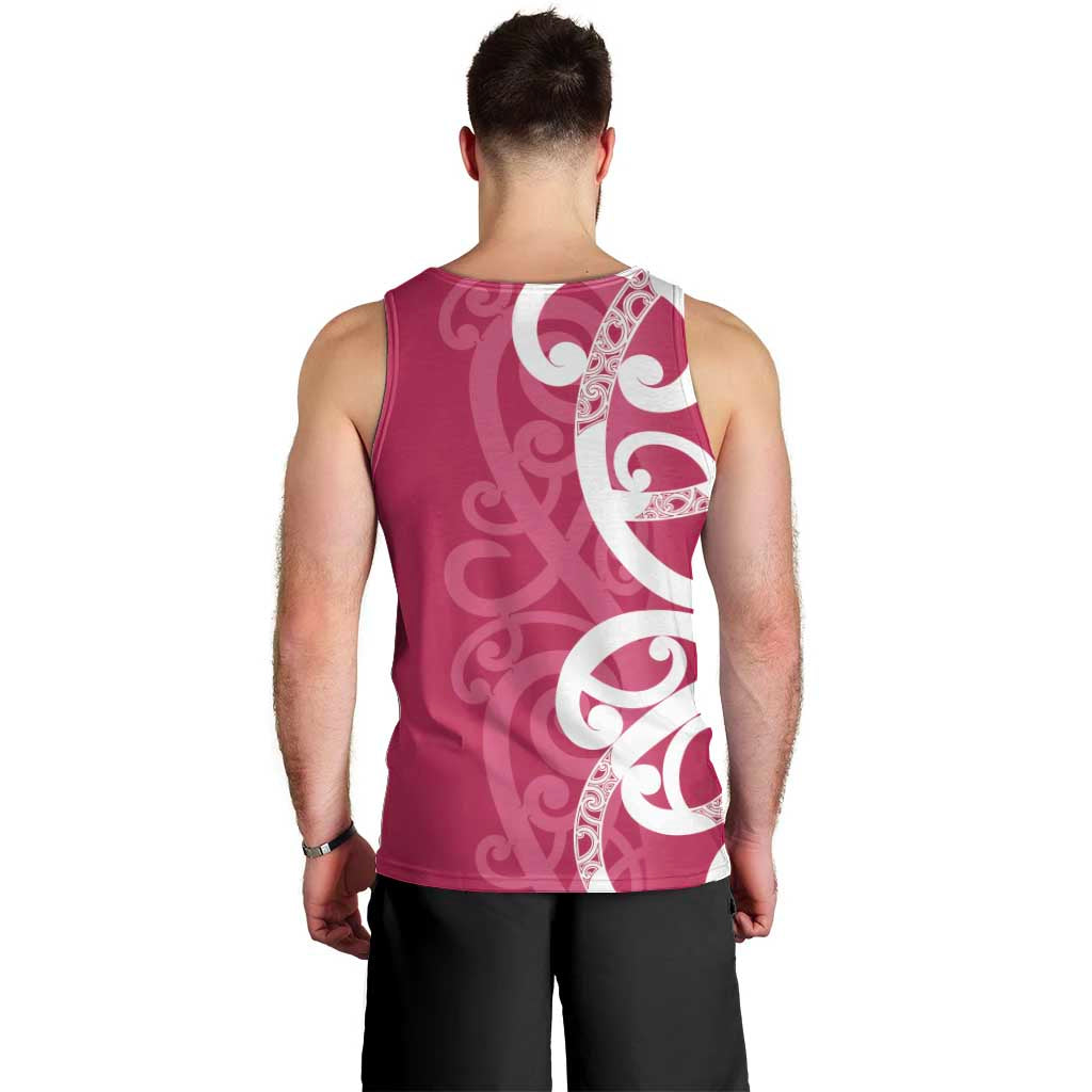 Breast Cancer Awareness Maori Men Tank Top Koru Kowhaiwhai - Polynesian Pride
