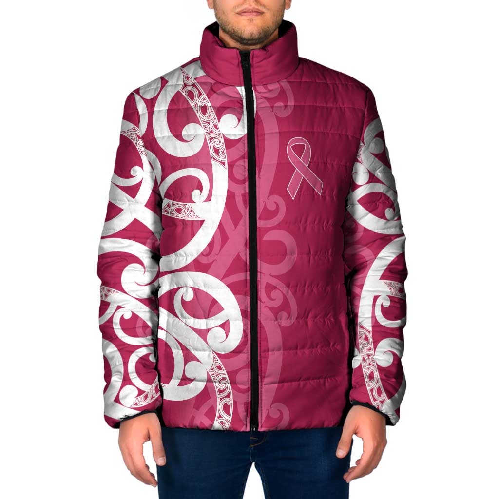 Breast Cancer Awareness Maori Padded Jacket Koru Kowhaiwhai - Polynesian Pride