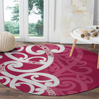 Breast Cancer Awareness Maori Round Carpet Koru Kowhaiwhai - Polynesian Pride