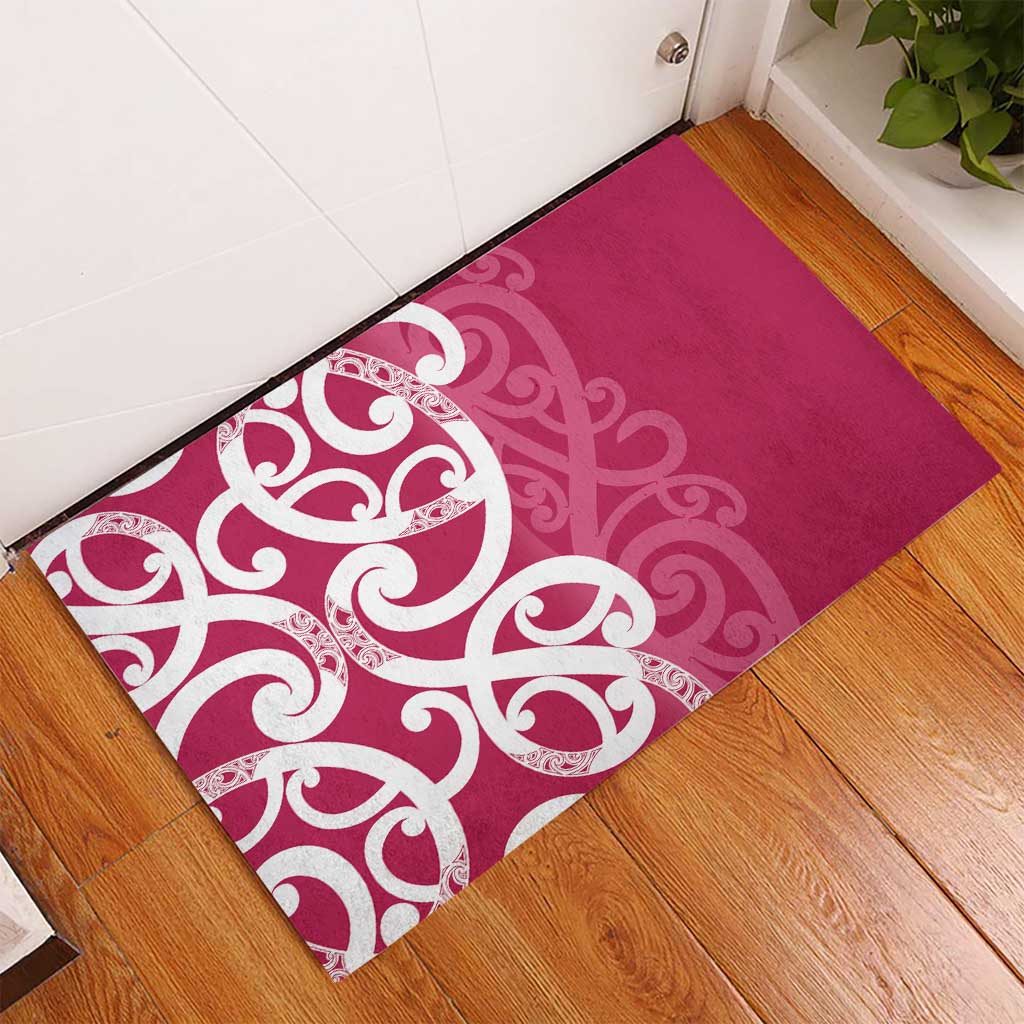 Breast Cancer Awareness Maori Rubber Doormat Koru Kowhaiwhai - Polynesian Pride