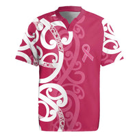 Breast Cancer Awareness Maori Rugby Jersey Koru Kowhaiwhai - Polynesian Pride