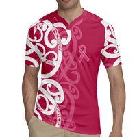 Breast Cancer Awareness Maori Rugby Jersey Koru Kowhaiwhai - Polynesian Pride