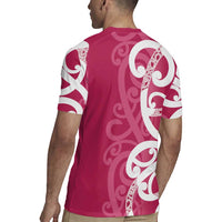 Breast Cancer Awareness Maori Rugby Jersey Koru Kowhaiwhai - Polynesian Pride