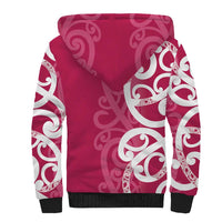 Breast Cancer Awareness Maori Sherpa Hoodie Koru Kowhaiwhai - Polynesian Pride