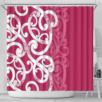 Breast Cancer Awareness Maori Shower Curtain Koru Kowhaiwhai - Polynesian Pride